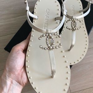 Chanel CC Pearl Sandals